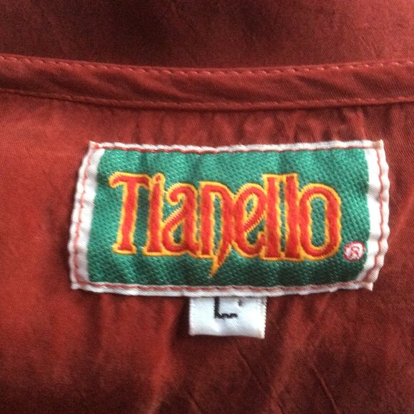 Tianello VTG Red Sueded Cupro Short Sleeve Relaxed Blouse Made in USA Size Large - Picture 3 of 4